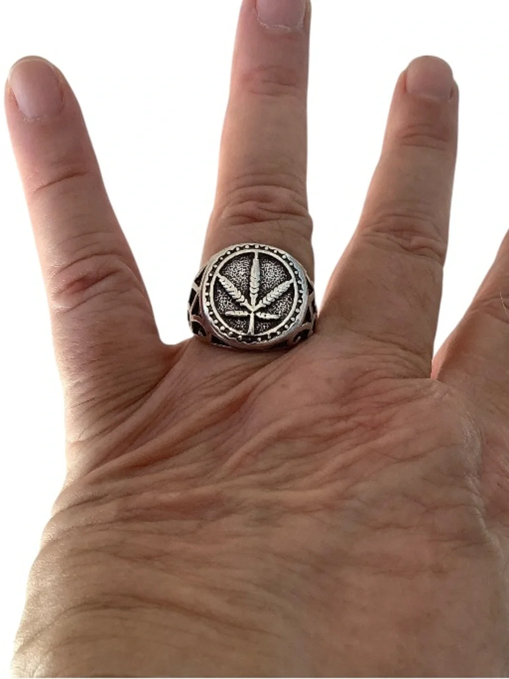 Metal Leaf Signet Ring Size 9.75